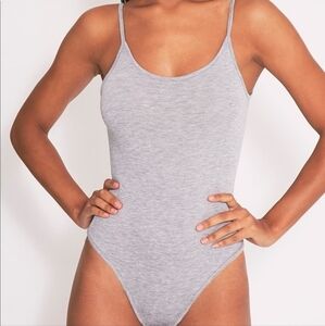 NWT PrettyLittleThing Light Gray Scoop Neck Bodysuit
